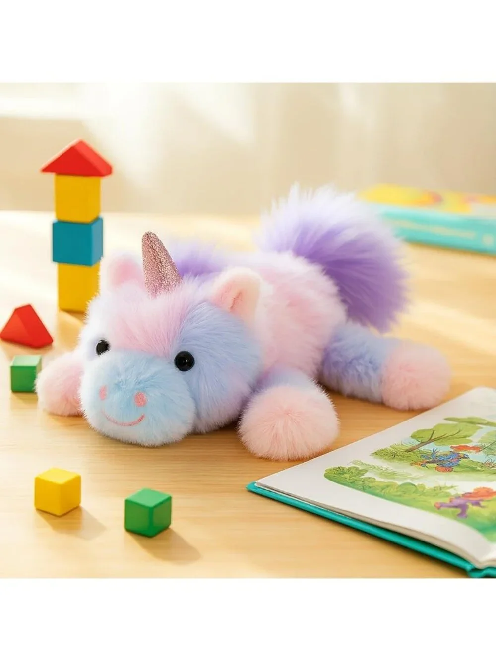 Purple Rainbow Unicorn Plush Stuffed Animal Cute Pocket Size Gift for Kids